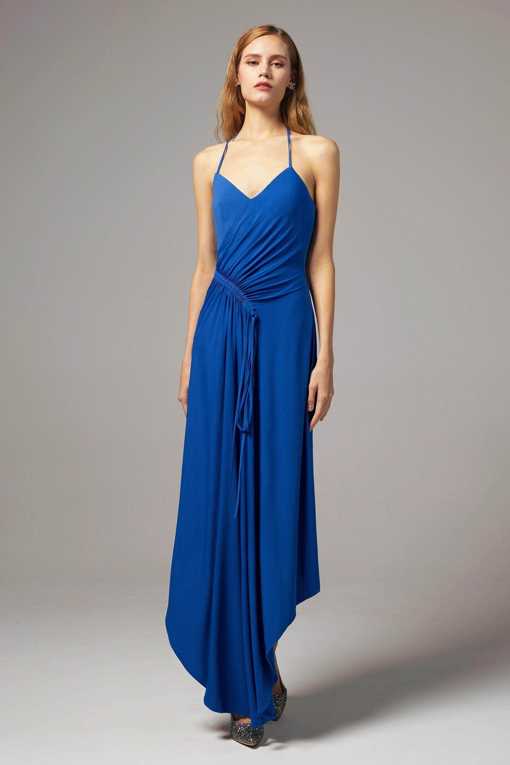 Asymmetrical High-Low Knitted Fabric Bridesmaid Dress CB0424 - COCOMELODY